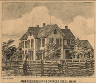 Spencer Residence, Allen, Indiana 1860 Old Town Map Custom Print - Noble Co.