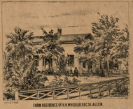 Wheeler Residence, Allen, Indiana 1860 Old Town Map Custom Print - Noble Co.