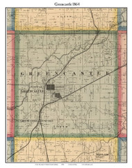 Greencastle, Indiana 1864 Old Town Map Custom Print - Putnam Co.