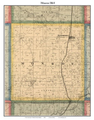 Monroe, Indiana 1864 Old Town Map Custom Print - Putnam Co.