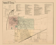 Greencastle City, Greencastle, Indiana 1864 Old Town Map Custom Print - Putnam Co.