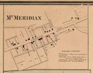 Mount Meridan Village, Jefferson, Indiana 1864 Old Town Map Custom Print - Putnam Co.