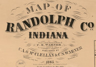 Map Cartouche, Randolph Co. Indiana 1865 Old Town Map Custom Print