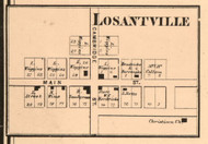 Losantville Village, Little Creek, Indiana 1865 Old Town Map Custom Print - Randolph Co.