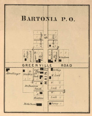 Bartonia Village, Wayne, Indiana 1865 Old Town Map Custom Print - Randolph Co.