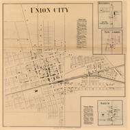 Union City, Wayne, Indiana 1865 Old Town Map Custom Print - Randolph Co.
