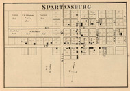 Spartansburg Village, West River, Indiana 1865 Old Town Map Custom Print - Randolph Co.
