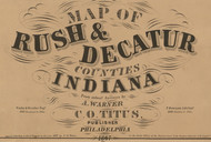 Map Cartouche, Rush Co. Indiana 1867 Old Town Map Custom Print