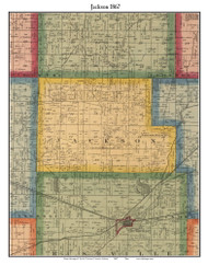 Jackson, Indiana 1867 Old Town Map Custom Print  Rush Co.