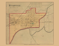 Rushville Center Village, Rushville, Indiana 1867 Old Town Map Custom Print  Rush Co.
