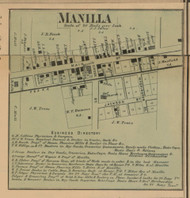 Manila Village, Walker, Indiana 1867 Old Town Map Custom Print  Rush Co.