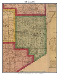 Salt Creek, Indiana 1867 Old Town Map Custom Print  Decatur Co.