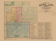 Greensburg Village, Washington, Indiana 1867 Old Town Map Custom Print  Decatur Co.