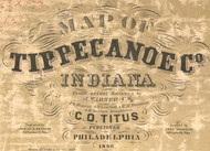 Map Cartouche, Tippecanoe Co. Indiana 1866 Old Town Map Custom Print