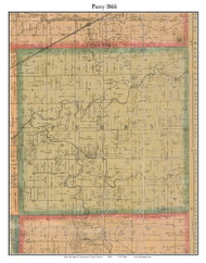 Perry, Indiana 1866 Old Town Map Custom Print  Tippecanoe Co.