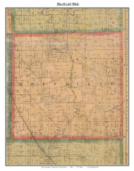 Sheffield, Indiana 1866 Old Town Map Custom Print  Tippecanoe Co.