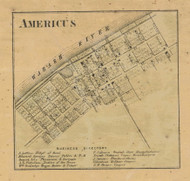Americus Village, Washington, Indiana 1866 Old Town Map Custom Print  Tippecanoe Co.