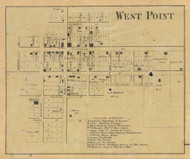West Point, Wayne, Indiana 1866 Old Town Map Custom Print  Tippecanoe Co.