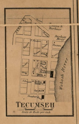 Tecumseh Village, Fayette, Indiana 1858 Old Town Map Custom Print  Vigo Co.