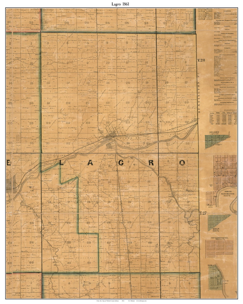 Largo, Indiana 1861 Old Town Map Custom Print Wabash Co. OLD MAPS