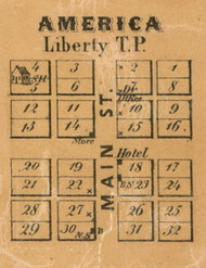 America Village, Liberty, Indiana 1861 Old Town Map Custom Print  Wabash Co.
