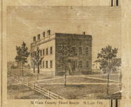 St Clair Court House, St Claire City, East China, Michigan 1859 Old Town Map Custom Print - St. Claire Co.