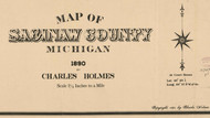 Map Cartouche, Saginaw Co. Michigan 1890 Old Town Map Custom Print