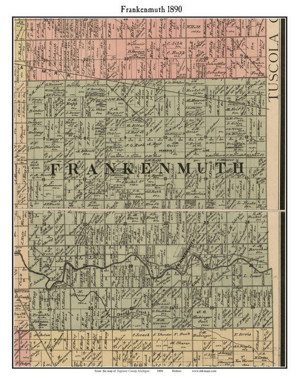 Frankenmuth, Michigan 1890 Old Town Map Custom Print Saginaw Co