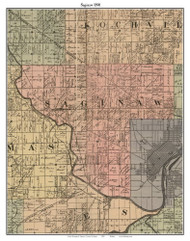 Saginaw, Michigan 1890 Old Town Map Custom Print - Saginaw Co.