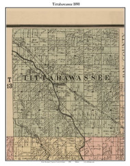 Tittabawasee, Michigan 1890 Old Town Map Custom Print - Saginaw Co.