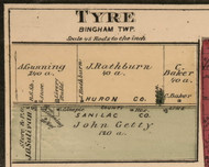 Tyre Village, Austin, Michigan 1876 Old Town Map Custom Print - Sanilac Co.