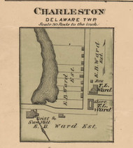 Charleston Village, Delaware, Michigan 1876 Old Town Map Custom Print - Sanilac Co.
