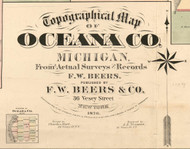 Map Cartouche, Oceana County Michigan 1876 Old Town Map Custom Print -