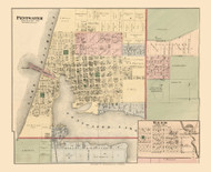 Pentwater Village, Pentwater, Michigan 1876 Old Town Map Custom Print - Oceana Co.