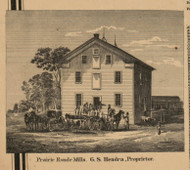 Prairie Ronde Mills, Michigan 1861 Old Town Map Custom Print - Kalamazoo Co.