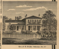 Residence of Drake, Michigan 1861 Old Town Map Custom Print - Kalamazoo Co.