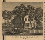 Residence of Pursel, Michigan 1861 Old Town Map Custom Print - Kalamazoo Co.