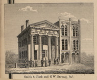 Smith & Clark Bank and Odd Fellows Hall, Monroe, Michigan 1859 Old Town Map Custom Print - Monroe Co.