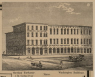 Sterling Exchange and Washington Buildings, Monroe, Michigan 1859 Old Town Map Custom Print - Monroe Co.
