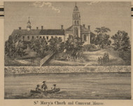 St Mary's Church & Convent, Monroe, Michigan 1859 Old Town Map Custom Print - Monroe Co.
