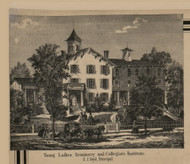 Young Ladies Seminary, Monroe, Michigan 1859 Old Town Map Custom Print - Monroe Co.