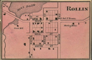 Rollin Village, Rollin, Michigan 1857 Old Town Map Custom Print - Lenawee Co.