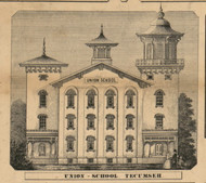 Union School, Tecumseh, Michigan 1857 Old Town Map Custom Print - Lenawee Co.
