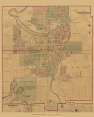 Greenville Village, Eureka, Michigan 1875 Old Town Map Custom Print - Montcalm Co.