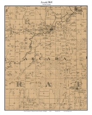 Arcada, Michigan 1864 Old Town Map Custom Print - Gratiot Co.