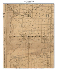 New Haven, Michigan 1864 Old Town Map Custom Print - Gratiot Co.