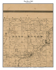 Pine River, Michigan 1864 Old Town Map Custom Print - Gratiot Co.