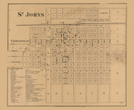St. Johns & Emmonsville, Bingham, Michigan 1864 Old Town Map Custom Print - Clinton Co.