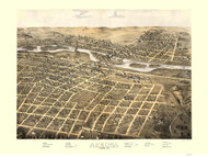 Aurora, Illinois 1867 Bird's Eye View - Davis