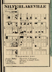 Silverlake Village, Clay, Indiana 1866 Old Town Map Custom Print - Kosciusko Co.